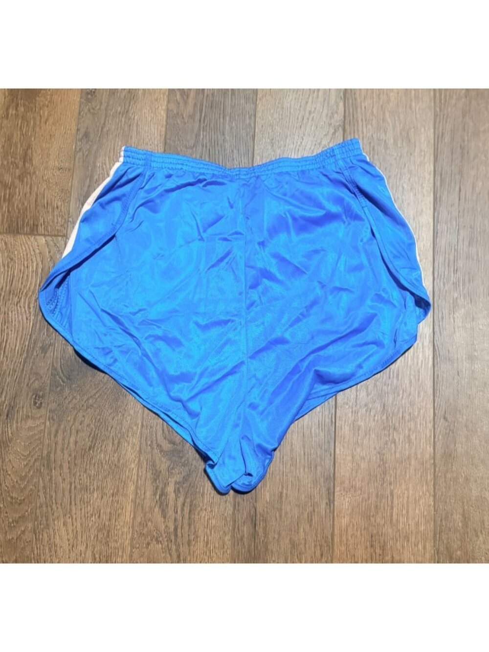 80s Adidas Shiny Nylon Sprinter Shorts Ladies Large Blue White Trefoil USA retro - Picture 4 of 8